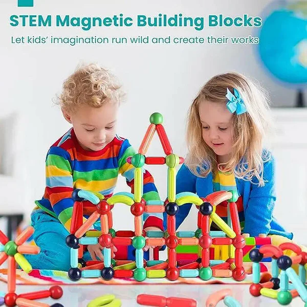 Magnetic Building Sticks and Blocks Set for Kids